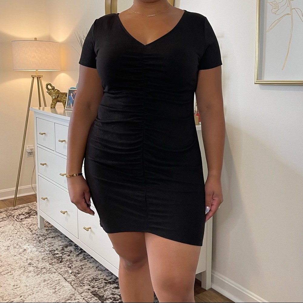 H&M Black Front Ruched Minidress - new with tags!